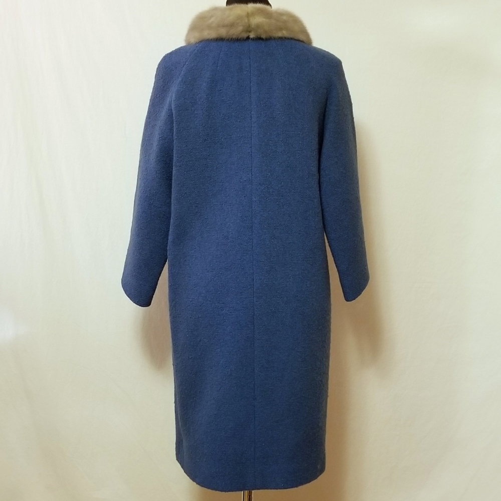 Vintage Wool Coat with Silver Fur Collar Sz L - Picture 4 of 13
